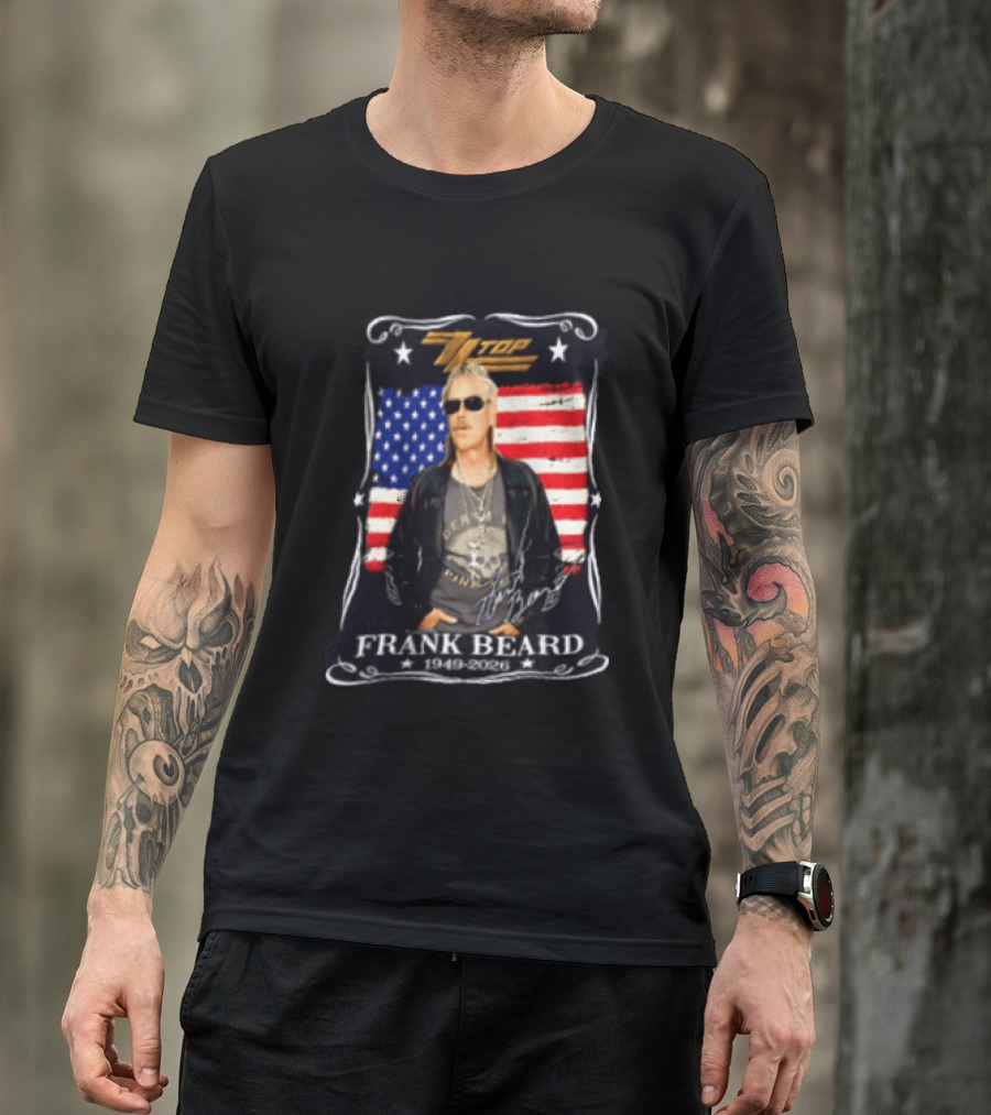 ZZ Top Frank Beard 1949 2026 American Flag Memorial T-Shirt