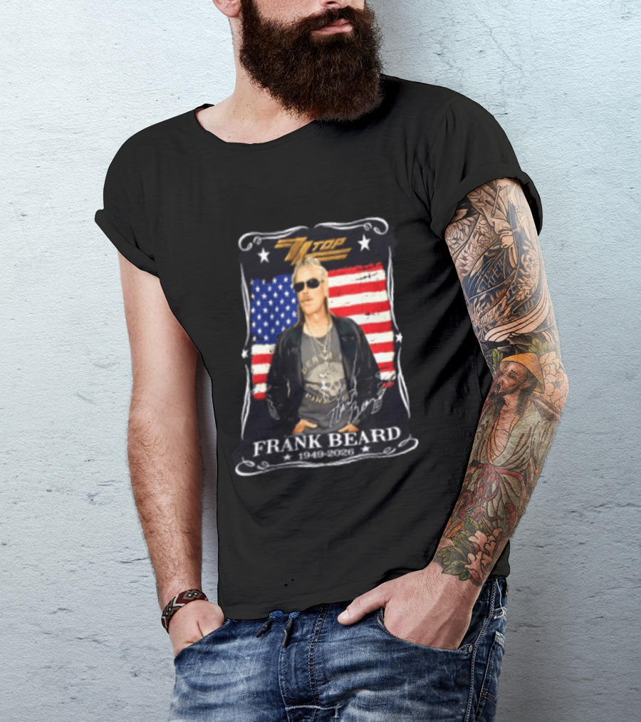 ZZ Top Frank Beard 1949 2026 American Flag Memorial T-Shirt