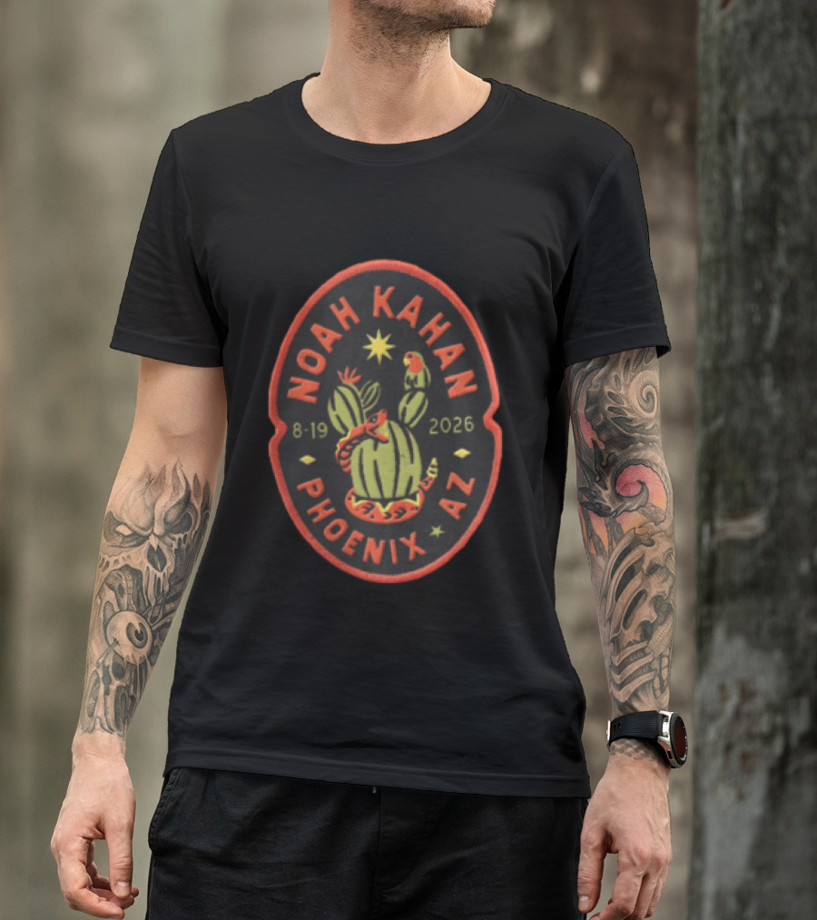 Noah Kahan Phoenix AZ Rattlesnake Cactus Oval Patch 8 19 2026 T-Shirt