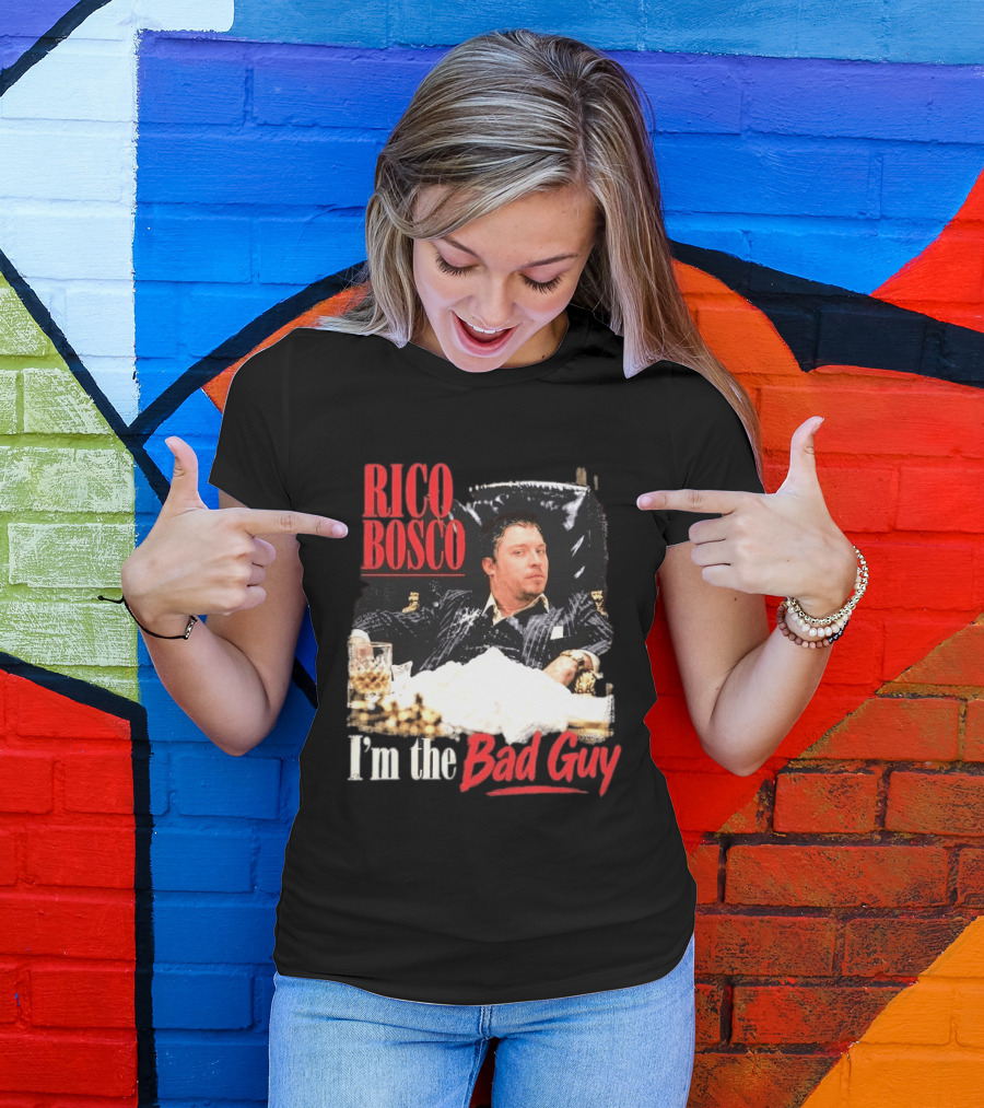 Rico Bosco I'm The Bad Guy Black Suit Reclining Chair Whiskey T-Shirt