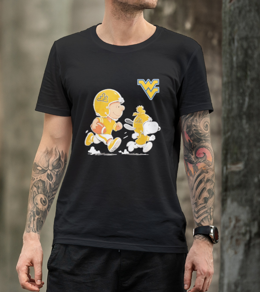 West Virginia Mountaineers Football Snoopy Woodstock Charlie Brown NCAA Running T-Shirt