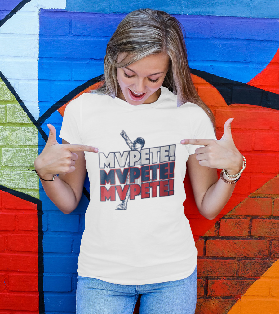 MVPETE Baseball Player Pointing Up Repeated T-Shirt