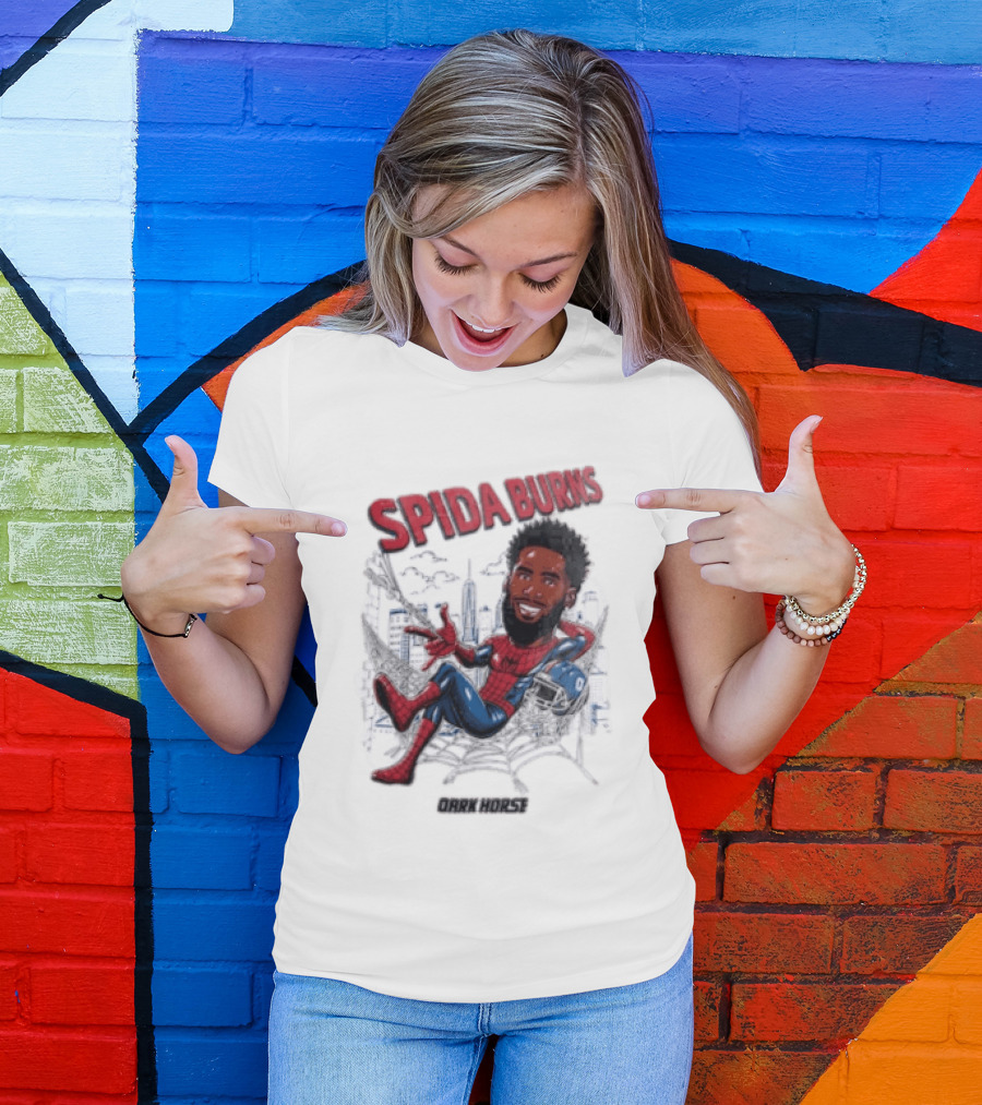 Spida Burns Dark Horse With Spider Man New York Giants T-Shirt