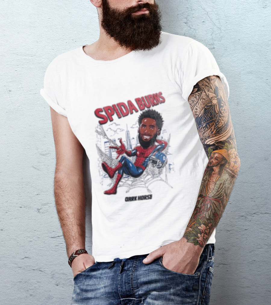 Spida Burns Dark Horse With Spider Man New York Giants T-Shirt
