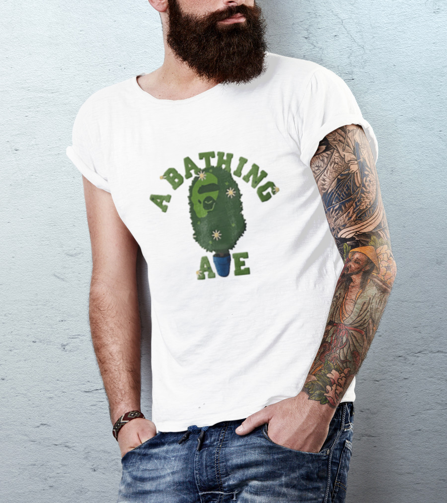 A Bathing Ape Topiary Bush Potted Blue Planter Yellow Flowers T-Shirt