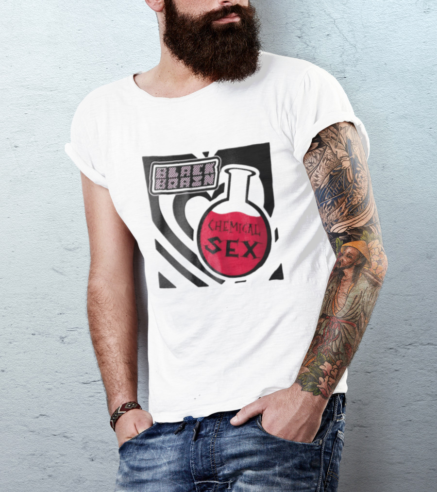 Black Brain Chemical Sex Halftone Heart Flask T-Shirt