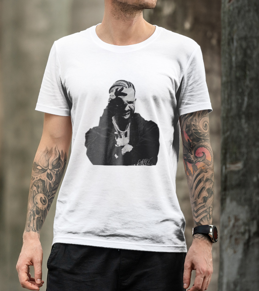 Drake Halftone Rapper Chains Gloves T-Shirt