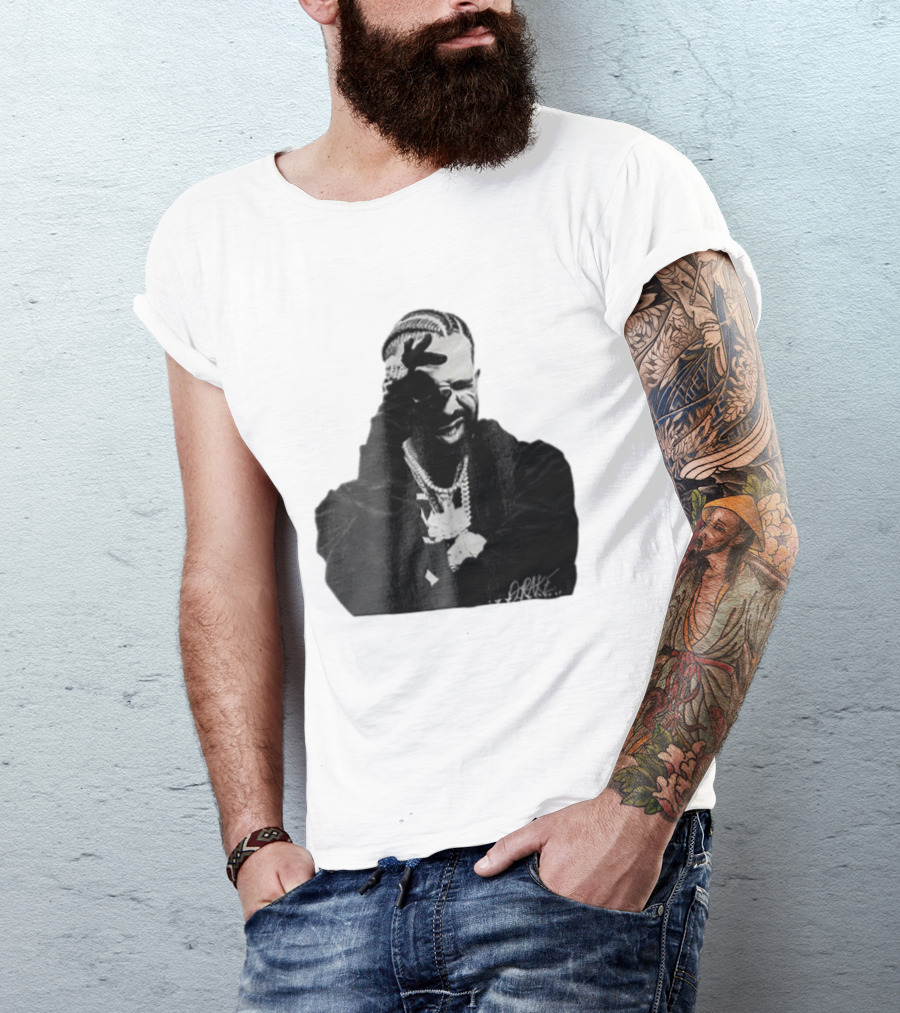 Drake Halftone Rapper Chains Gloves T-Shirt