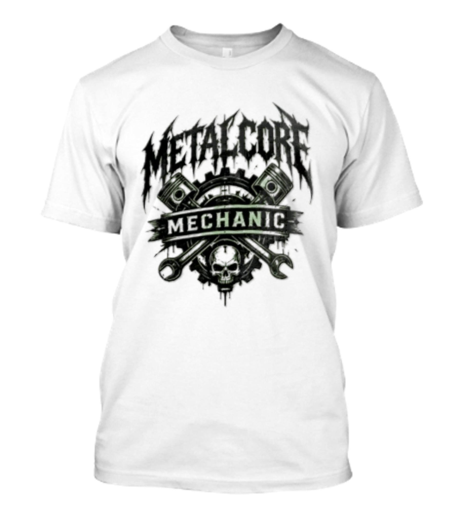 Metalcore Mechanic Skull Pistons Wrenches T-Shirt