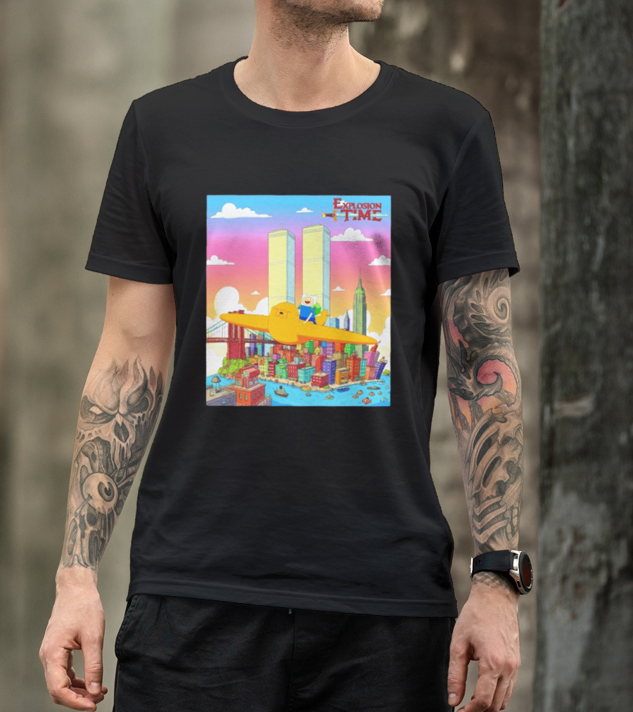 Explosion Time Adventure Finn And Jake NYC Skyline T-Shirt