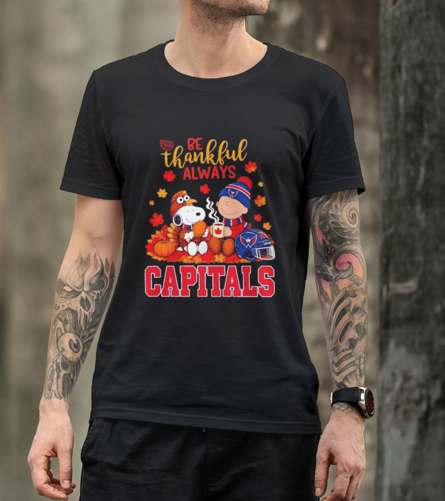 Be Thankful Always Snoopy And Charlie Brown Washington Capitals Cozy Autumn T-Shirt