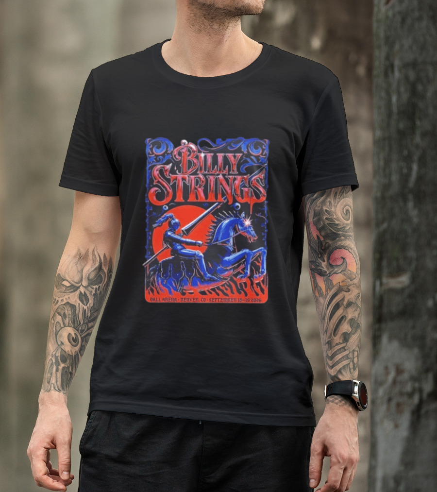 Billy Strings Ball Arena Denver September 18 19 2026 Knight On Horse Tour T-Shirt