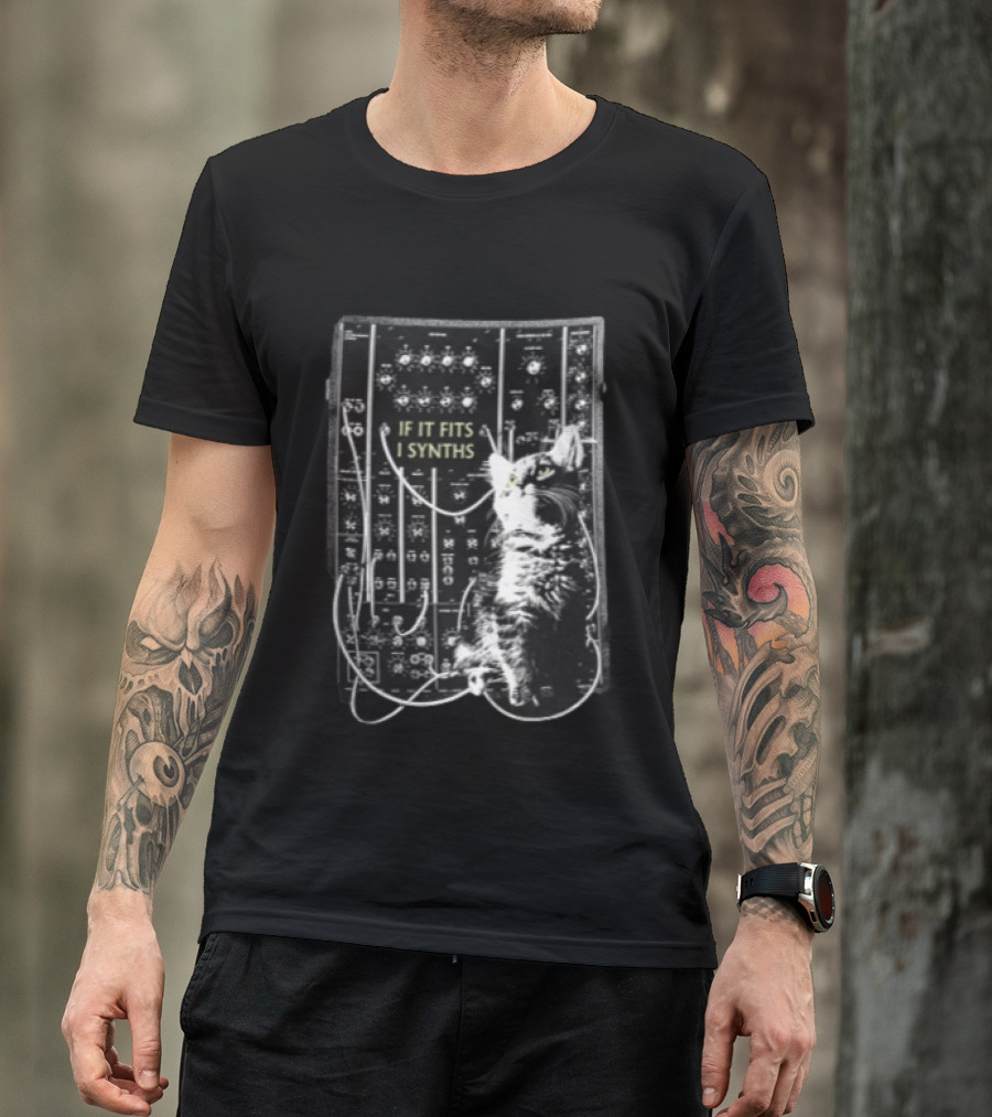 If It Fits I Synths Cat With Modular Synthesizer T-Shirt