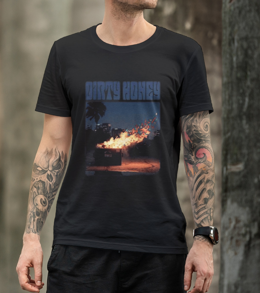 Dirty Honey Dumpster Fire Album Cover Vintage Aesthetic T-Shirt