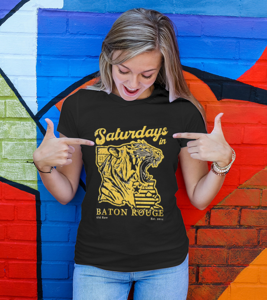 Saturdays In Baton Rouge Kyle Row Miami OH Roaring Tiger Head Louisiana Est 2014 T-Shirt