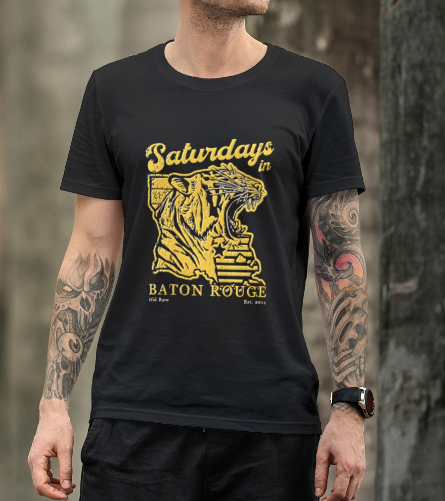 Saturdays In Baton Rouge Kyle Row Miami OH Roaring Tiger Head Louisiana Est 2014 T-Shirt