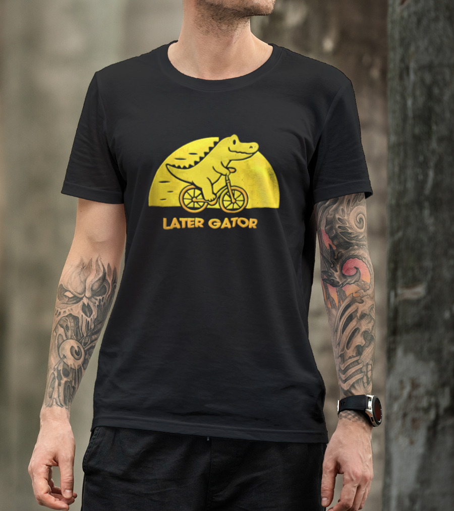 Later Gator Riding Bicycle Fun T-Shirt