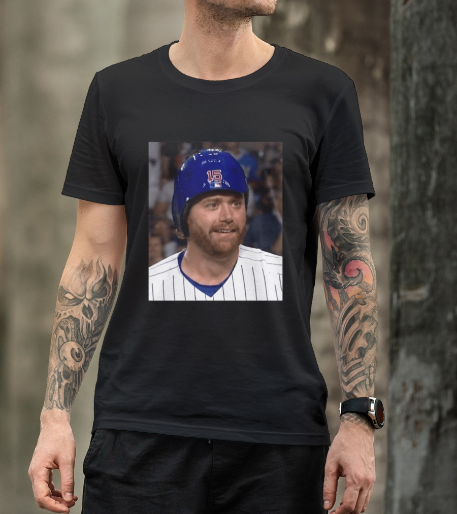 Taylor Davis Cubs Number 15 Helmet Stare T-Shirt