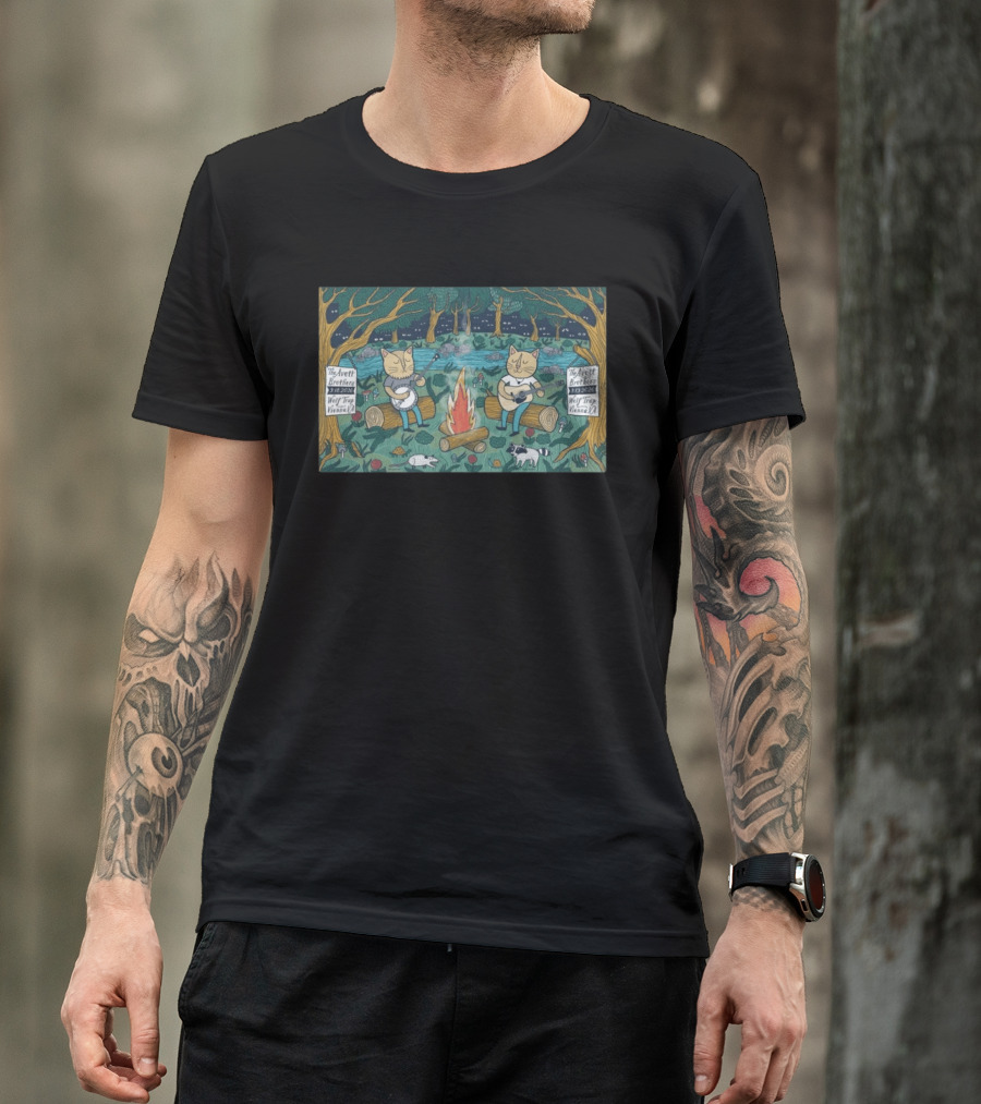 The Avett Brothers Wolf Trap Vienna 2026 Show Cats Playing Instruments Camping Scene T-Shirt