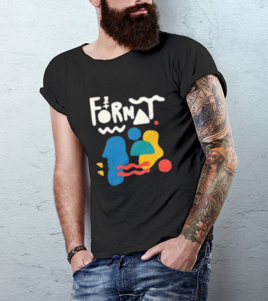 The Format Shop Abstract Shapes Colorful Graphic Black Zip T-Shirt