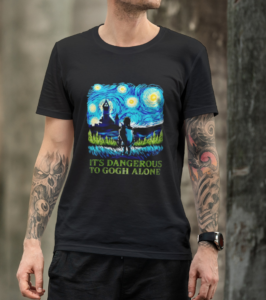 The Legend Of Zelda It's Dangerous To Gogh Alone Starry Night Link Standing T-Shirt