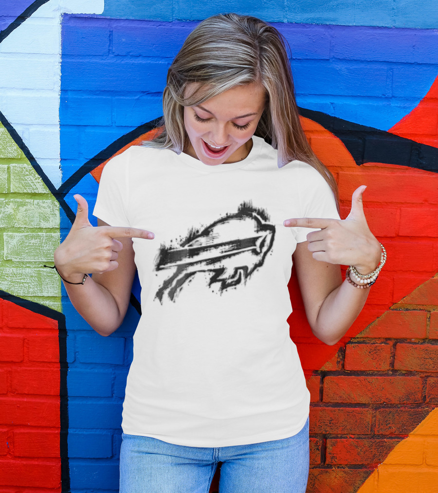 Buffalo Bills Black Ink Style NFL Team Graphic Buffalo Bills T-Shirt