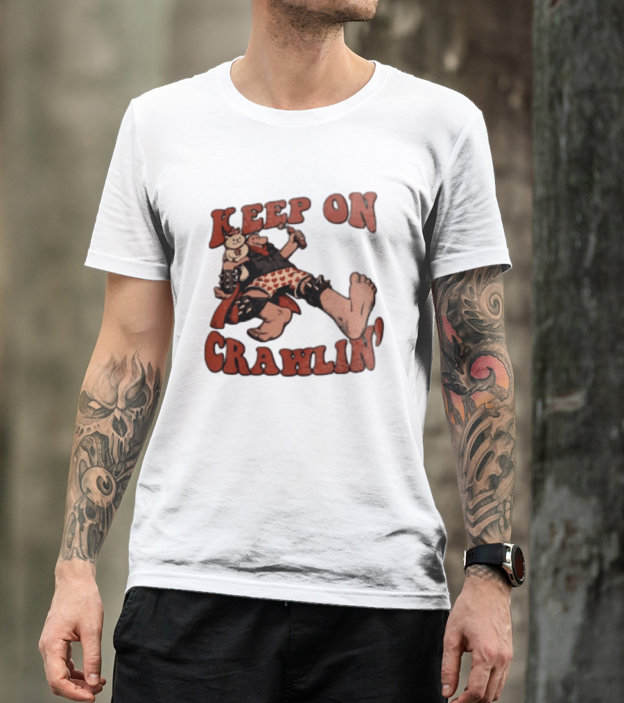 Keep On Crawlin Fat Freddys Cat Cartoon Man Holding Dynamite Cat T-Shirt