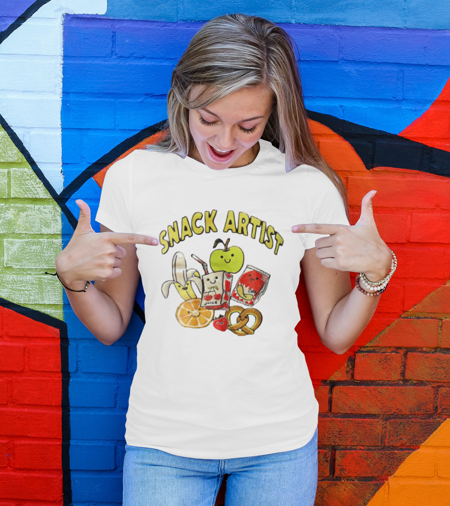 Snacks Juice Banana Apple Chips Pretzel Orange Cartoon T-Shirt