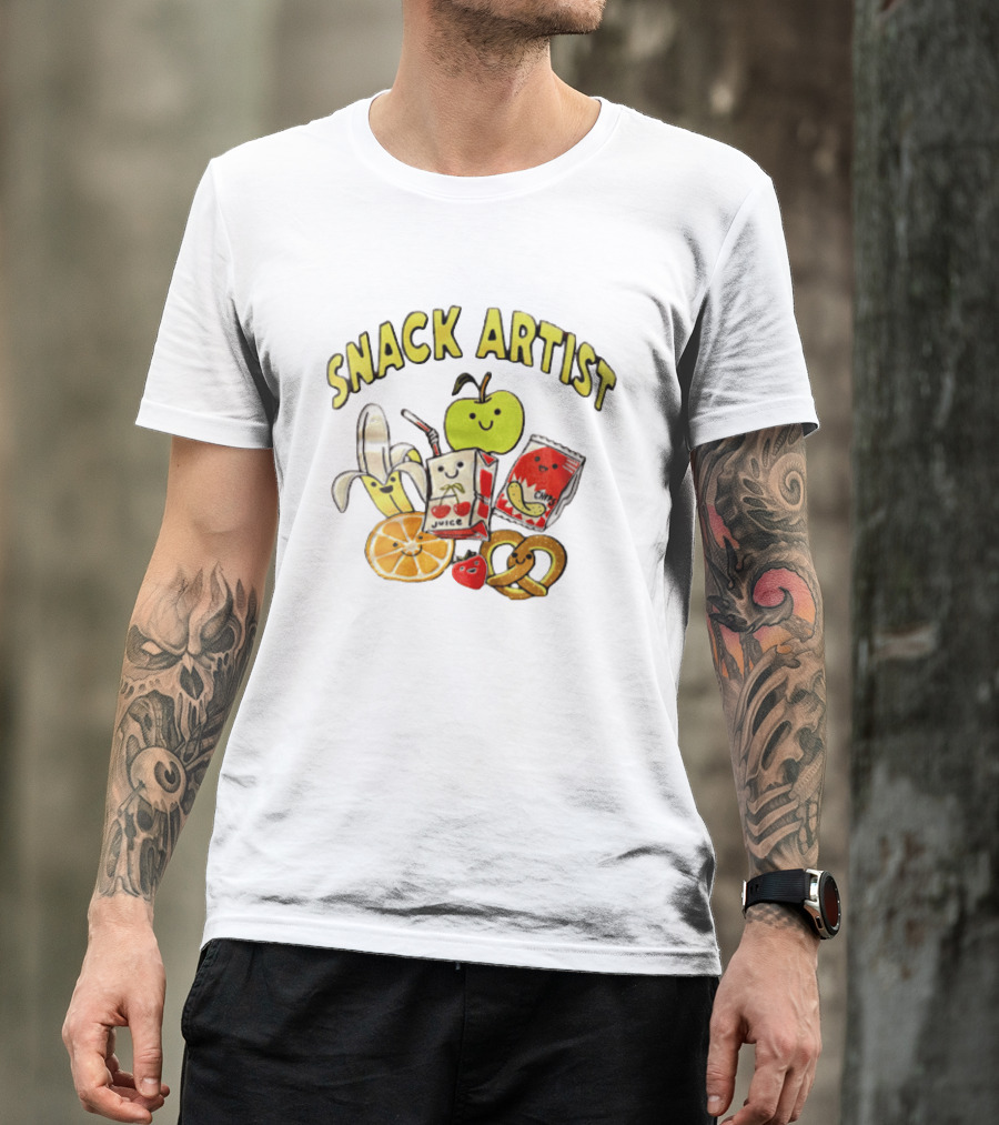 Snacks Juice Banana Apple Chips Pretzel Orange Cartoon T-Shirt