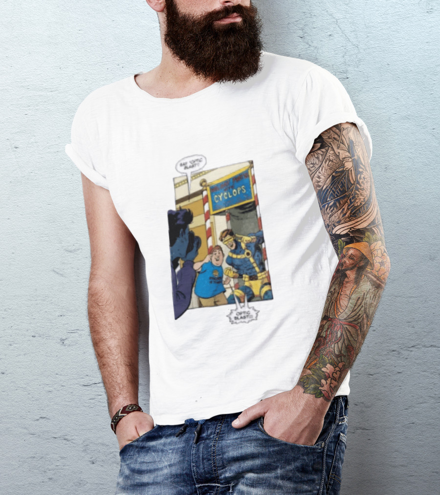 Cyclops Optic Blast Pose Comic Panel Marvel X Men Humor T-Shirt