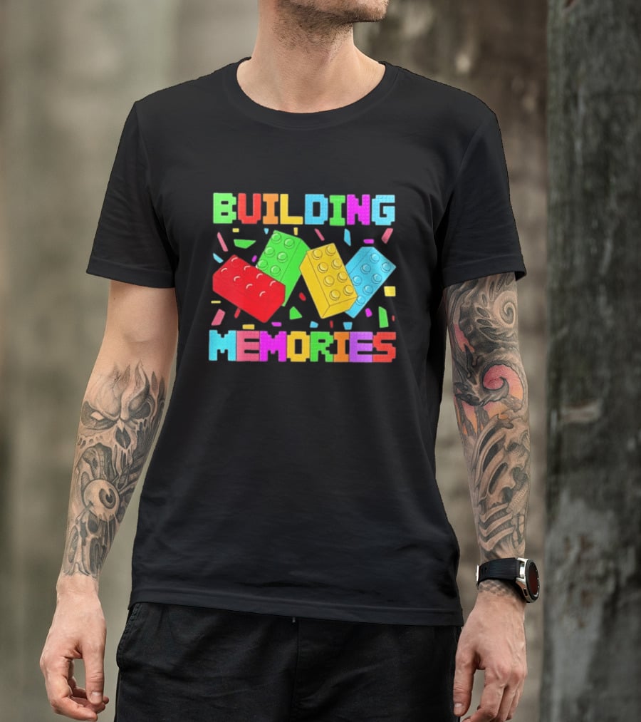 Building Brick Block Memories Colorful Confetti Celebration T-Shirt