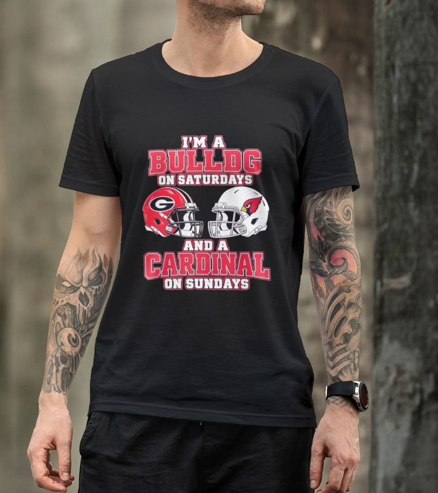 I'm A Bulldog On Saturdays And A Cardinal On Sundays Football Helmets T-Shirt