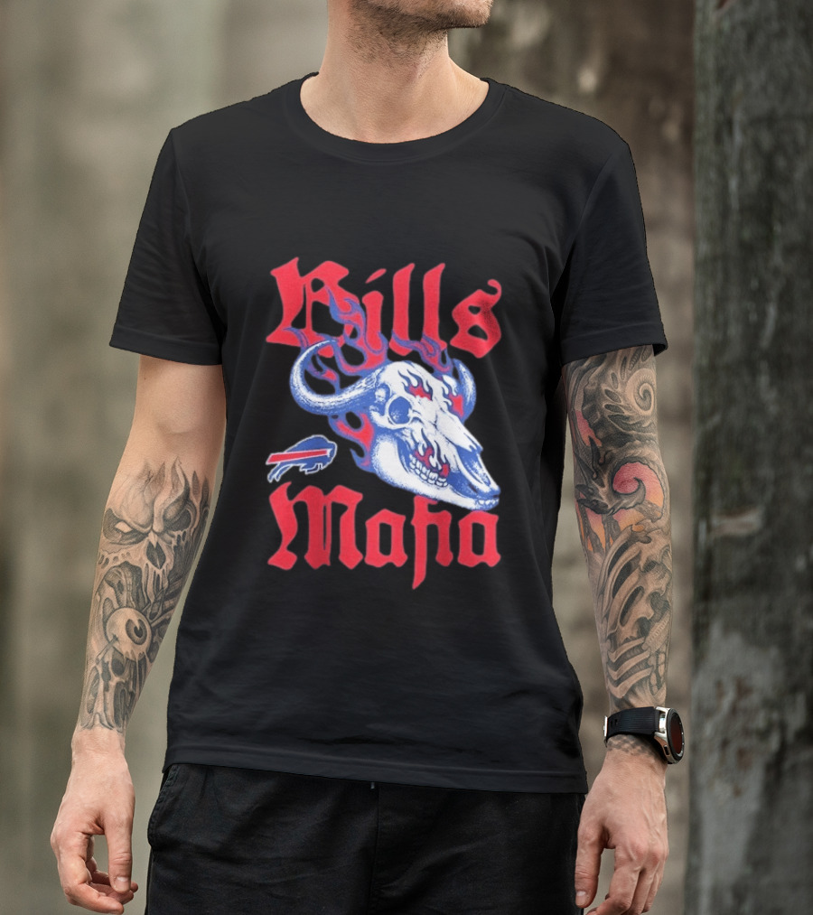 Buffalo Bills Mafia Skull Flames T-Shirt