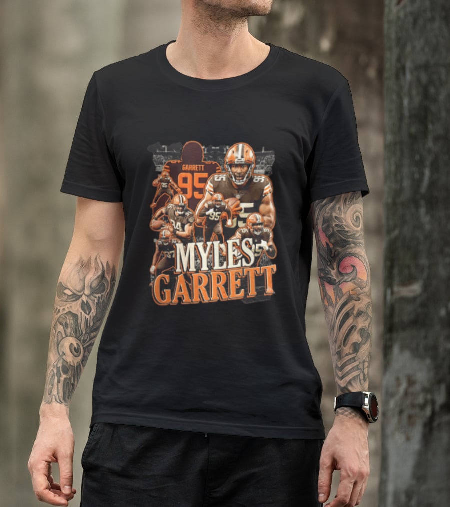 Cleveland Browns Myles Garrett 95 Action Poses Football Player T-Shirt