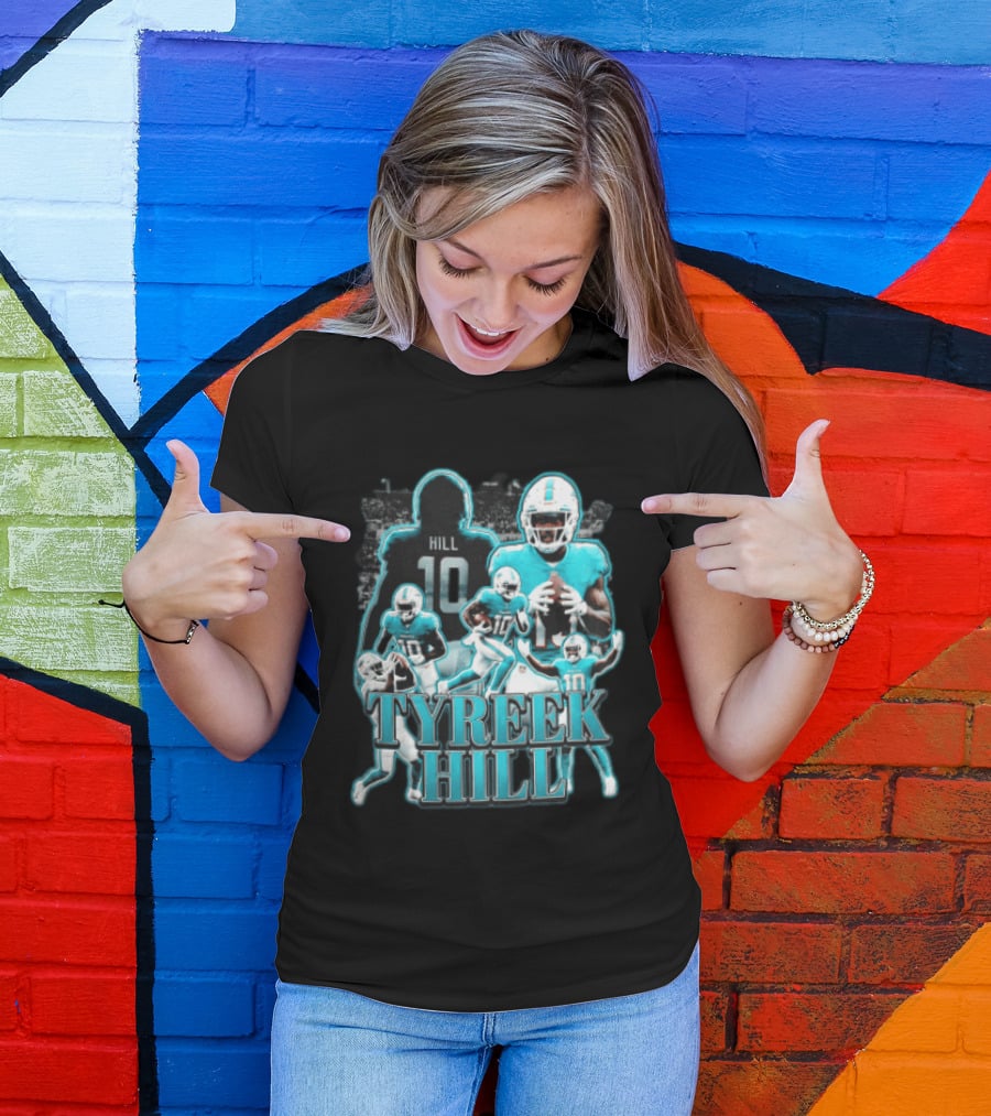Tyreek Hill Miami Dolphins Football Player Multiple Action Poses T-Shirt