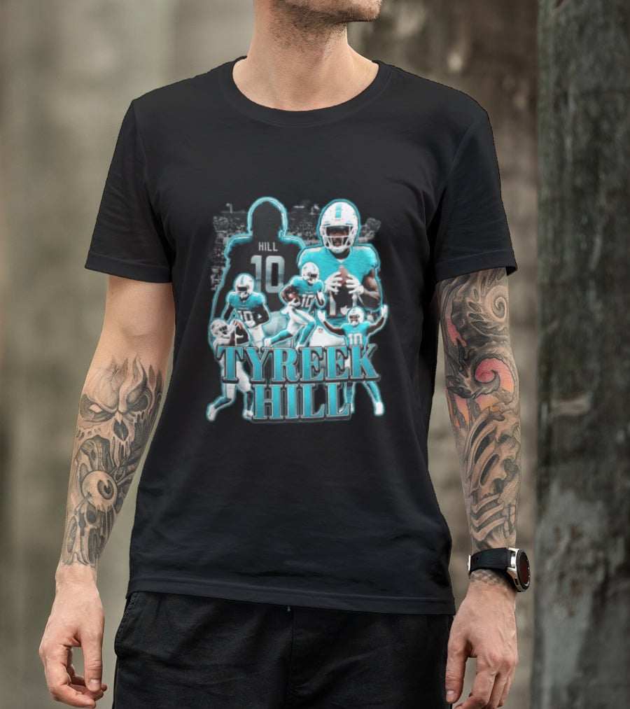 Tyreek Hill Miami Dolphins Football Player Multiple Action Poses T-Shirt