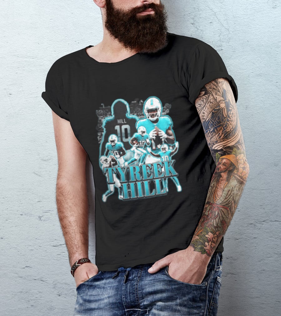 Tyreek Hill Miami Dolphins Football Player Multiple Action Poses T-Shirt
