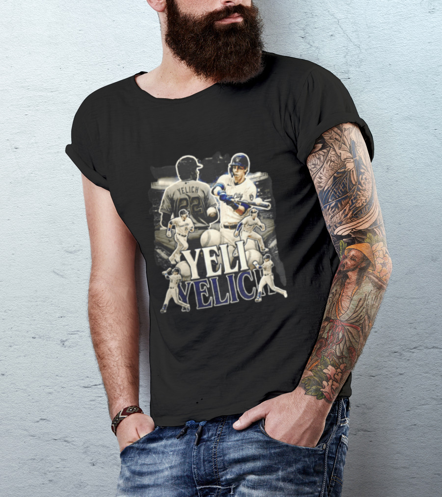 Milwaukee Brewers Yelich Baseball Player Action Poses 22 T-Shirt