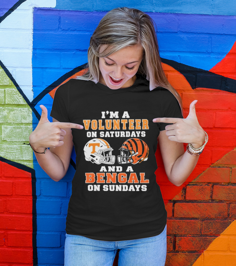 Volunteer On Saturdays Bengal On Sundays Football Helmets T-Shirt