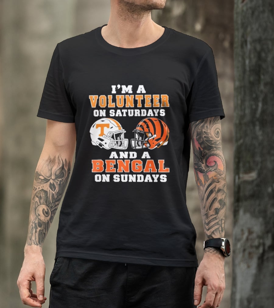 Volunteer On Saturdays Bengal On Sundays Football Helmets T-Shirt