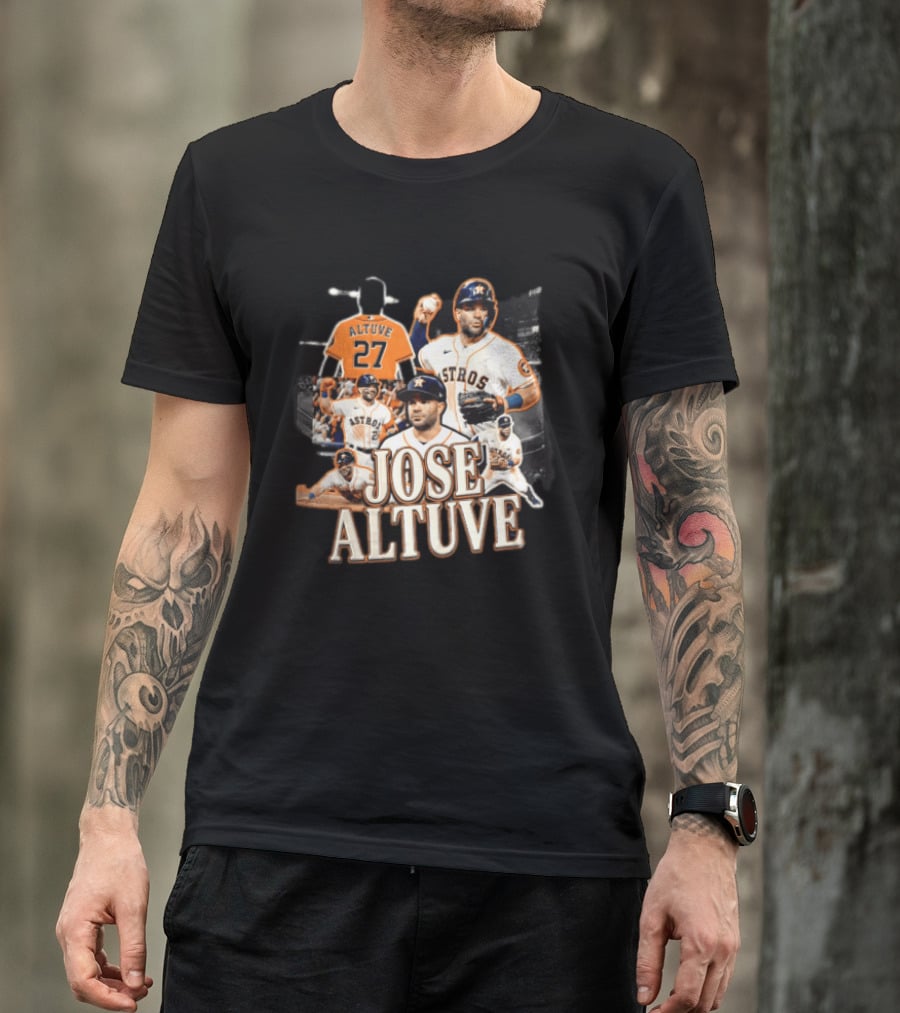 Houston Astros Jose Altuve 27 Collage Baseball Player T-Shirt