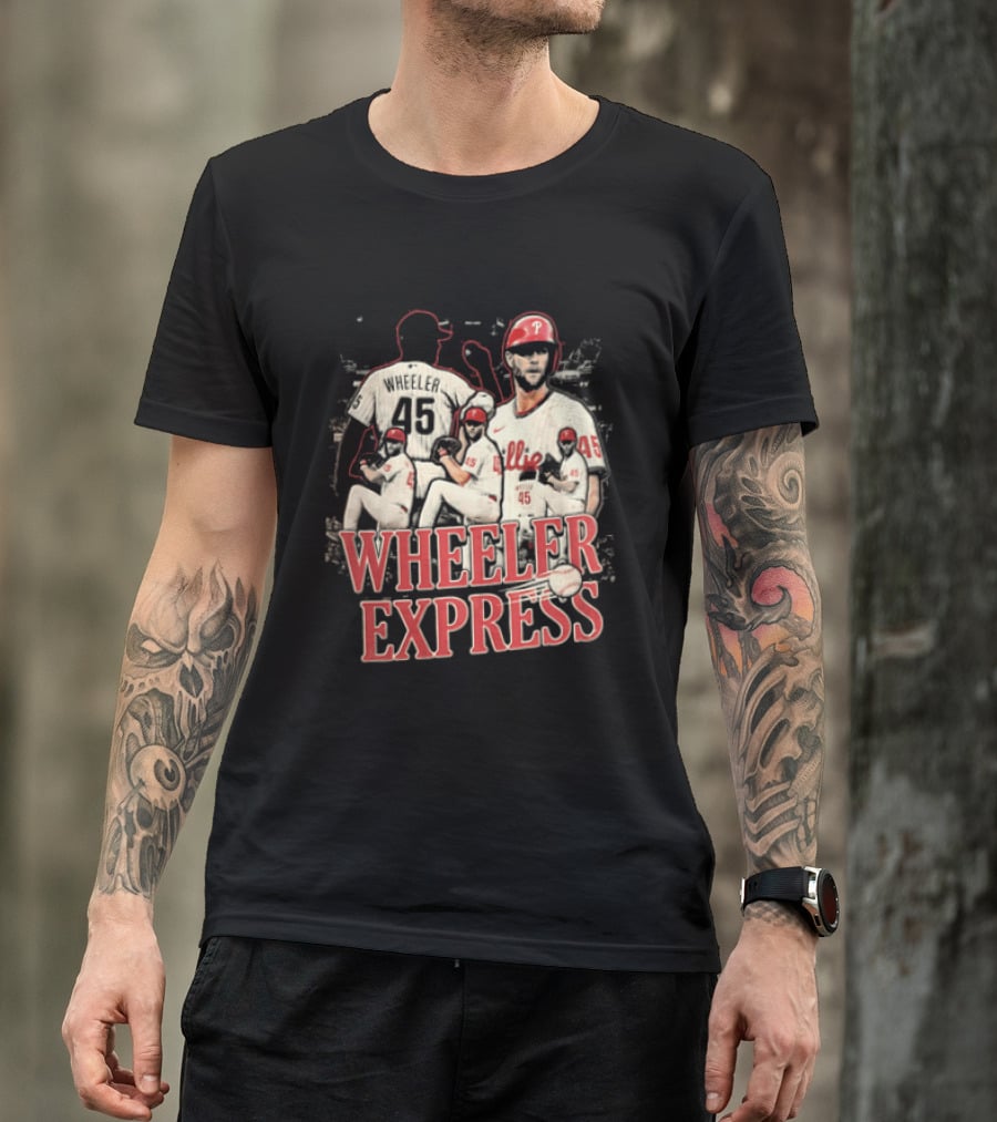 Philadelphia Phillies Wheeler Express 45 Pitching Baseball Collage T-Shirt