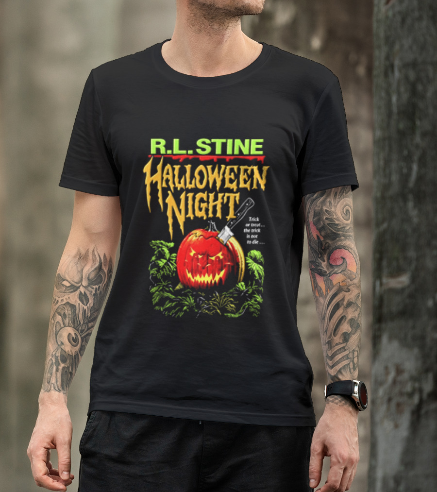 R L Stine Halloween Night Pumpkin Knife Trick Or Treat T-Shirt