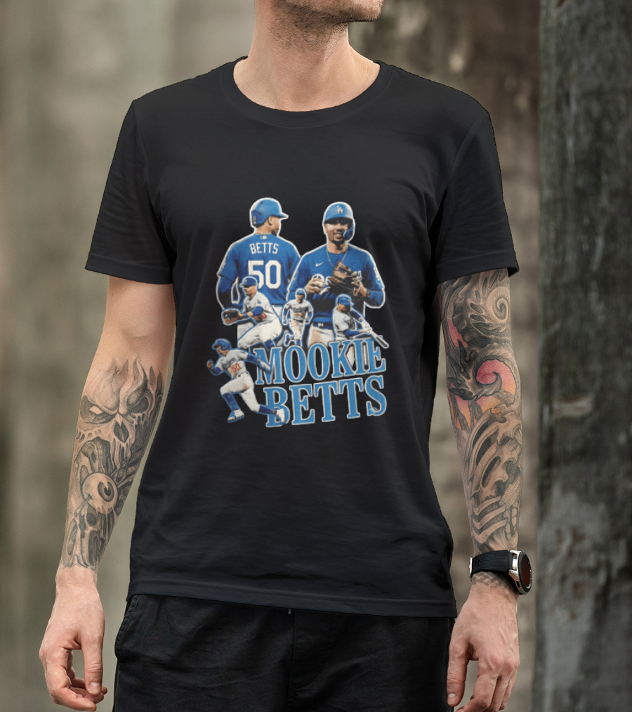 Los Angeles Dodgers Mookie Betts Baseball Player Number 50 Fielding Batting Running T-Shirt