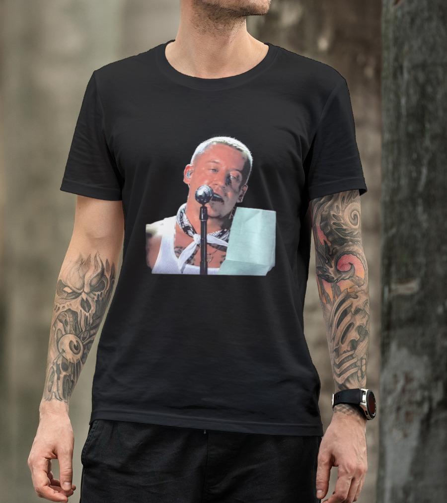 Macklemore White Bandana Performance Look Rapper T-Shirt