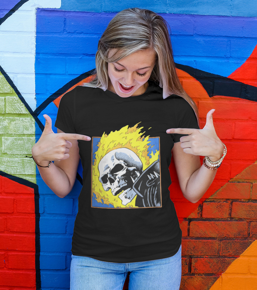 Marvel Ghost Rider Flaming Skull 1976 Comic Cover T-Shirt