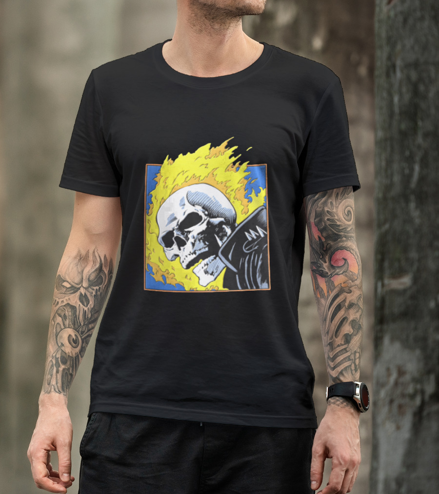 Marvel Ghost Rider Flaming Skull 1976 Comic Cover T-Shirt
