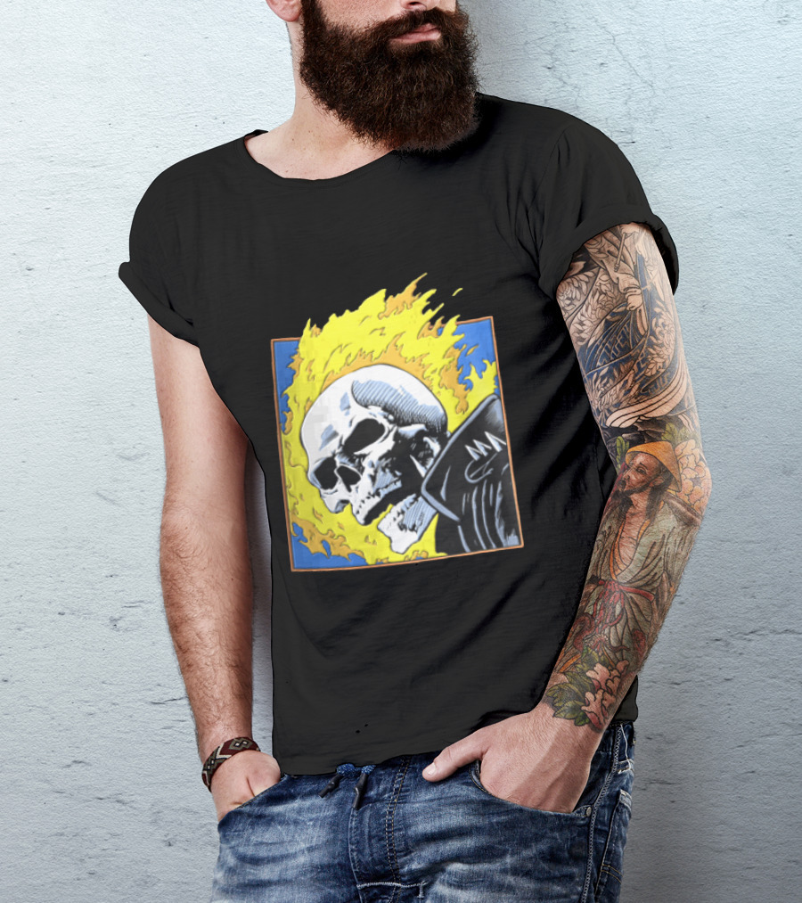 Marvel Ghost Rider Flaming Skull 1976 Comic Cover T-Shirt