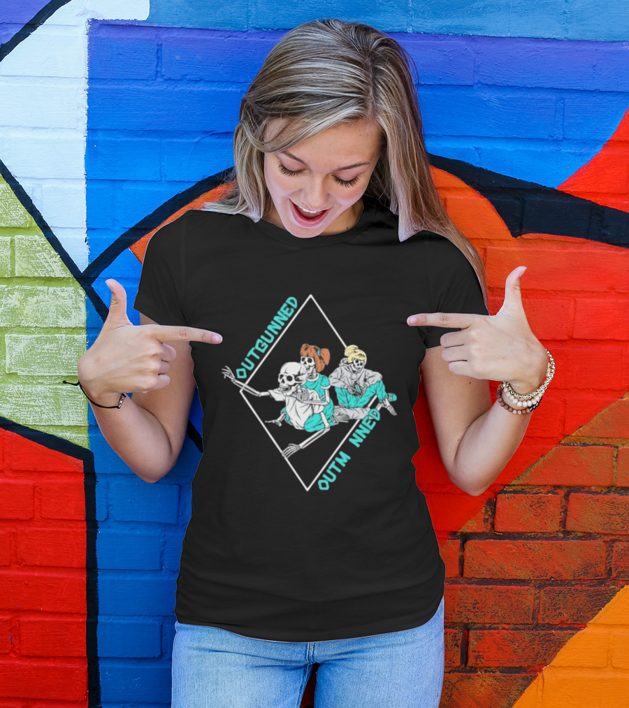 Outgunned Outmanned Skeleton Trio Casual T-Shirt