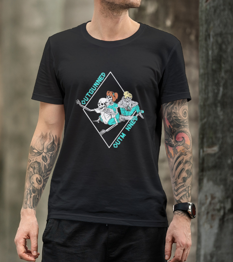 Outgunned Outmanned Skeleton Trio Casual T-Shirt